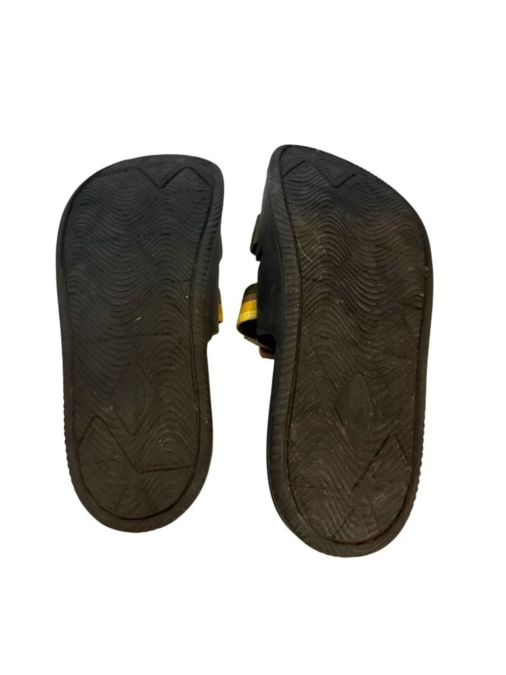 Chaco Chillos Adjustable Slide Sandals Black & Yellow Straps Size W11 - Picture 7 of 7